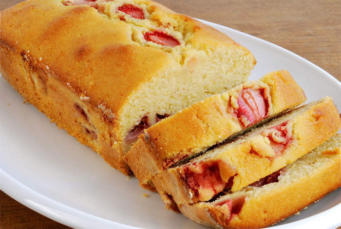 strawberry polenta pound cake