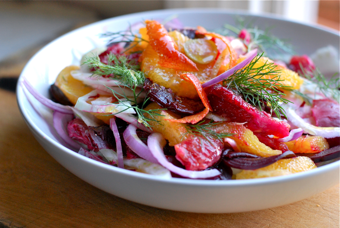blood orange, fennel, and beet salad
