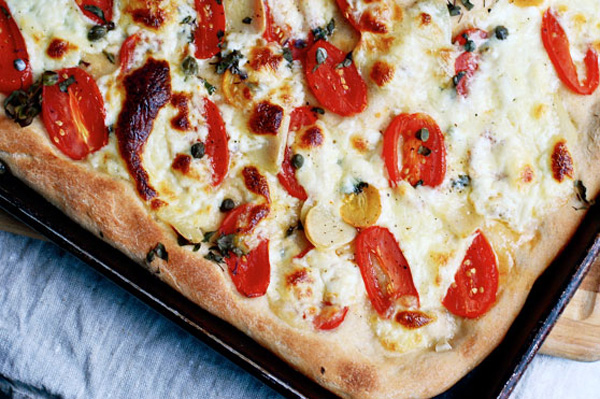 Simple summer pizza with tomatoes, basil and fresh mozzarella, via brooklynsupper.net; © Brooklyn Supper, all rights reserved Simple summer pizza with tomatoes, basil and fresh mozzarella, via brooklynsupper.net; © Brooklyn Supper, all rights reserved