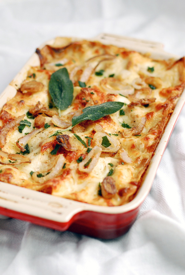 roasted squash lasagna with fried sage & shallots // brooklyn supper
