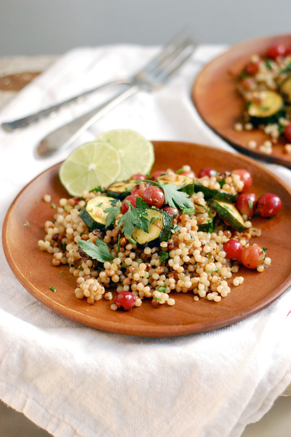 toasted israeli couscous with zucchini and grapes // brooklyn supper