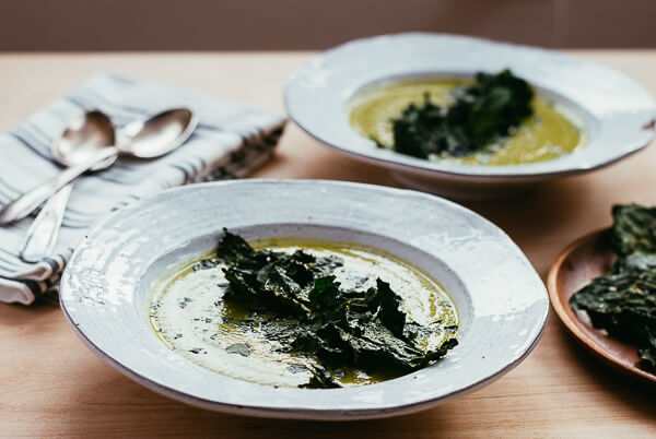 kale cauliflower soup with kale chips // brooklyn supper