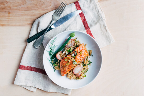 broiled salmon with fennel and radish risotto // brooklyn supper