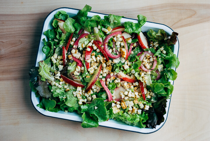 charred corn salad with quick-pickled onions and lime dressing // brooklyn supper