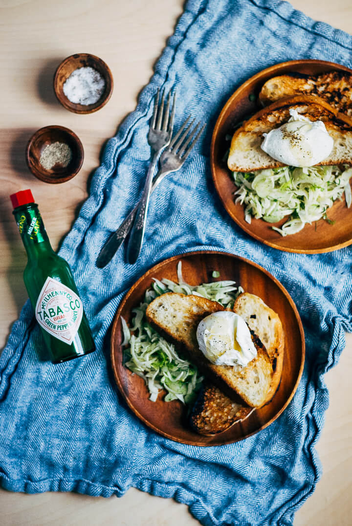 poached eggs, skillet toast and jalapeño fennel salad // brooklyn supper