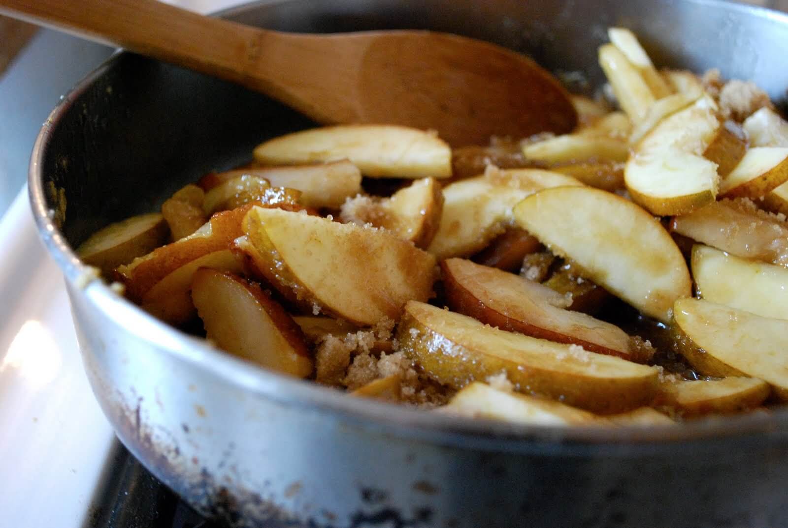 Part cake, part pudding, this tender apple and pear upside-down cake is suffused with vanilla bean and the flavors of perfectly ripe apples and pears. 