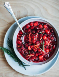 A bowl of cranberry sauce