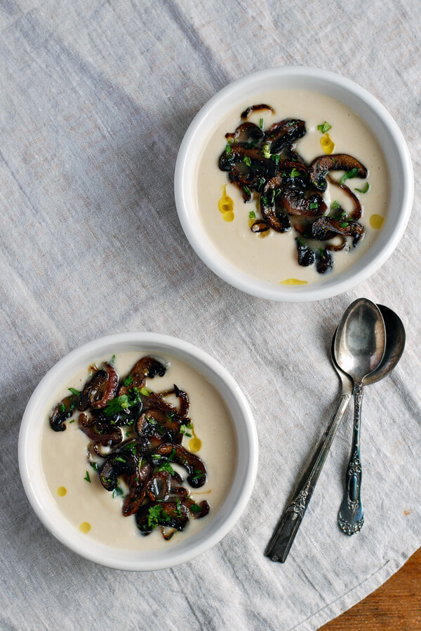 Bowls of cauliflower soup