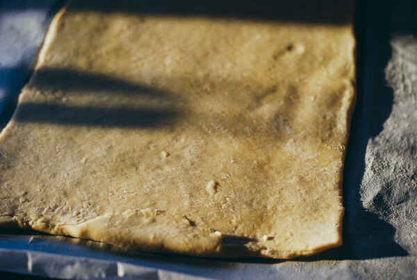 Rolling out the tarte tatin dough. 