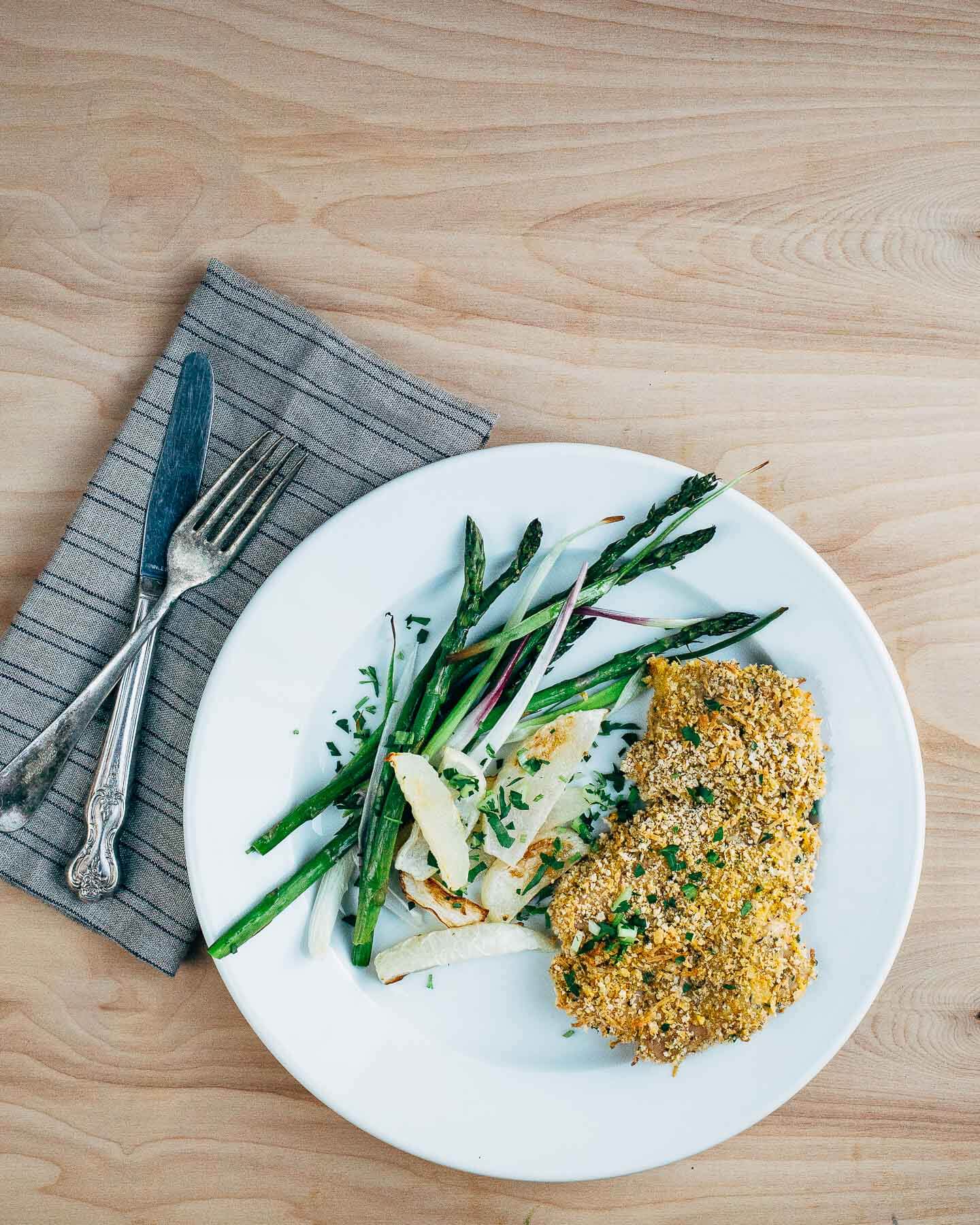 one-pan parmesan chicken with turnips and asparagus // brooklyn supper
