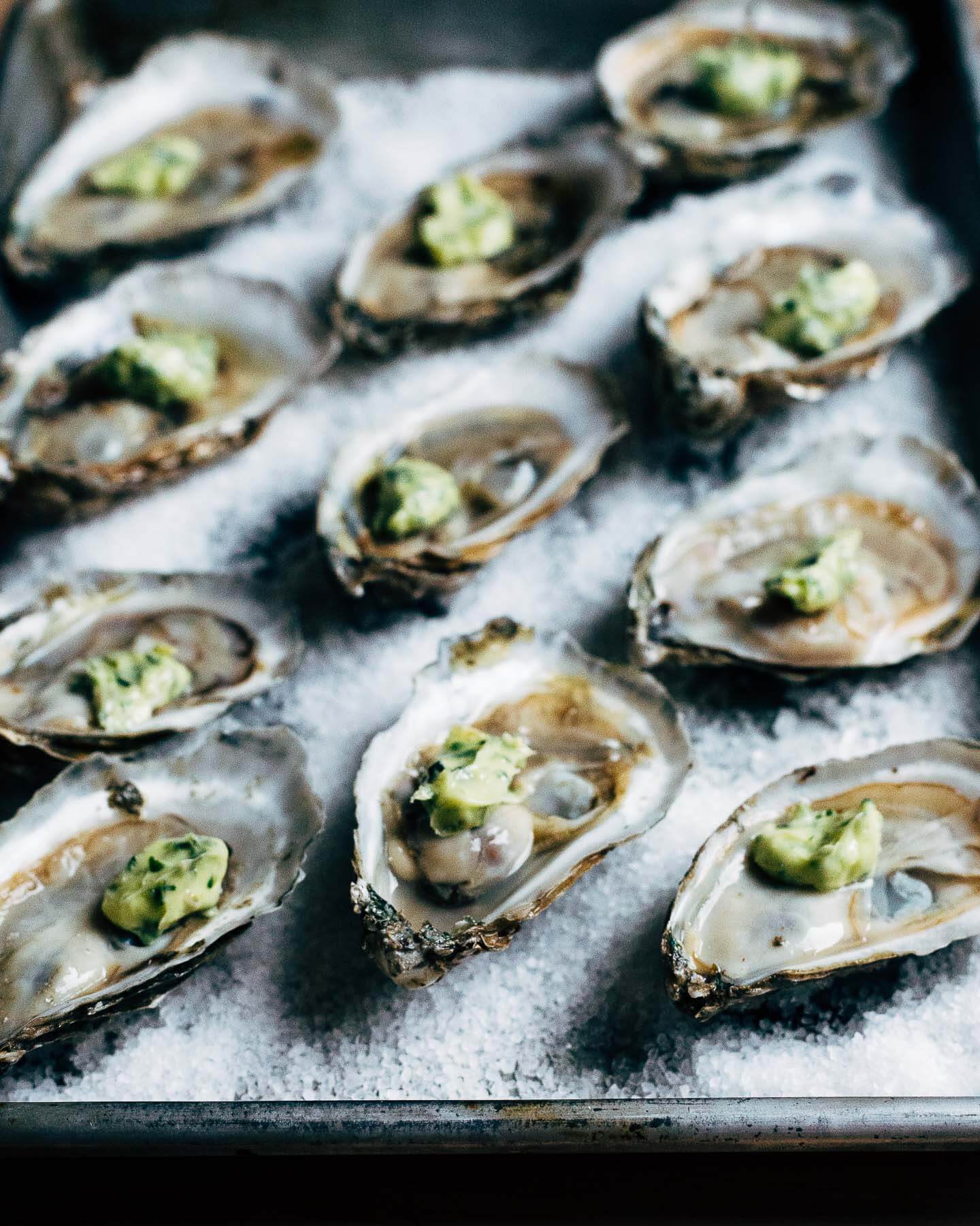 broiled oysters with ramp butter // brooklyn supper