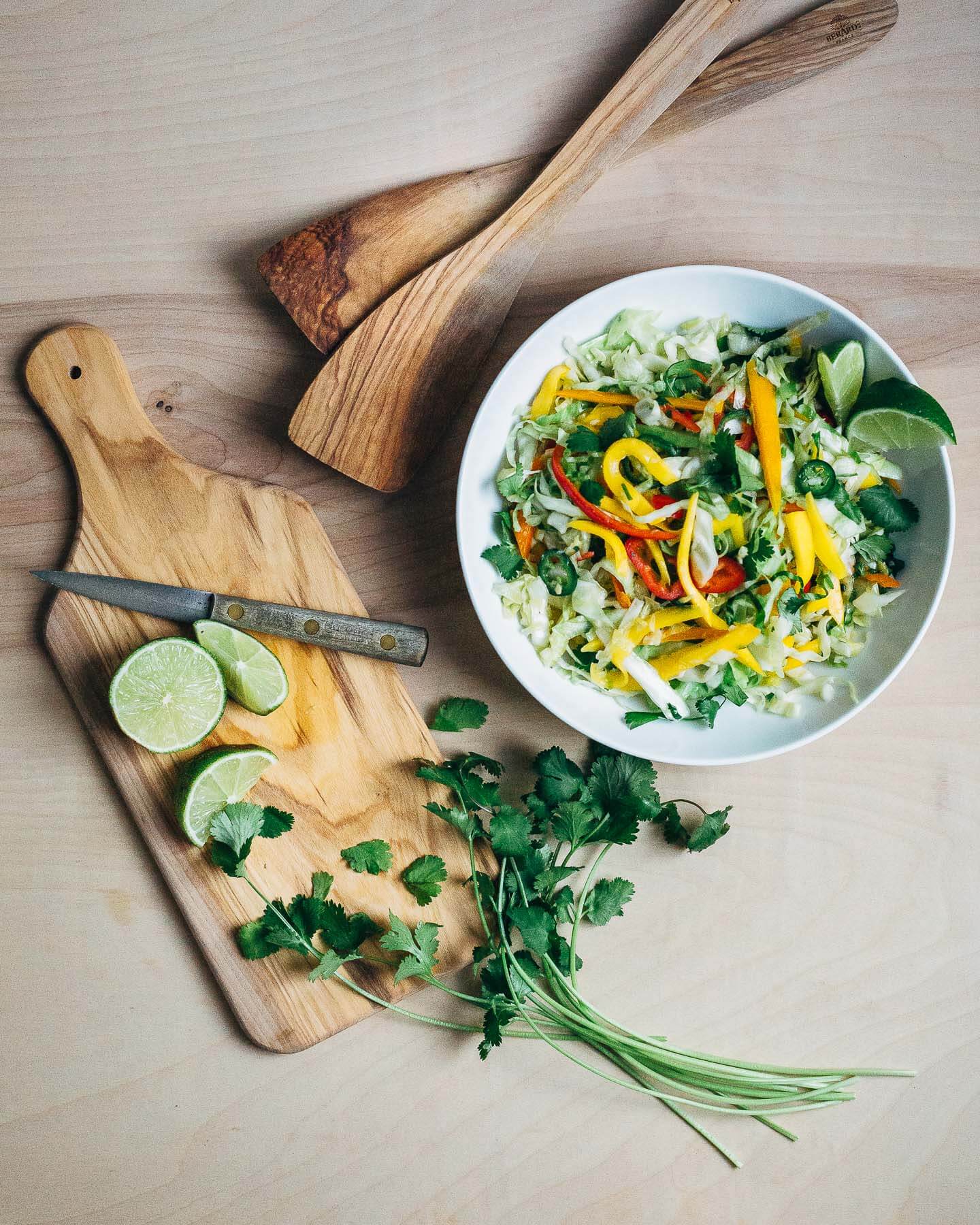 mango slaw with roasted garlic lime dressing // brooklyn supper