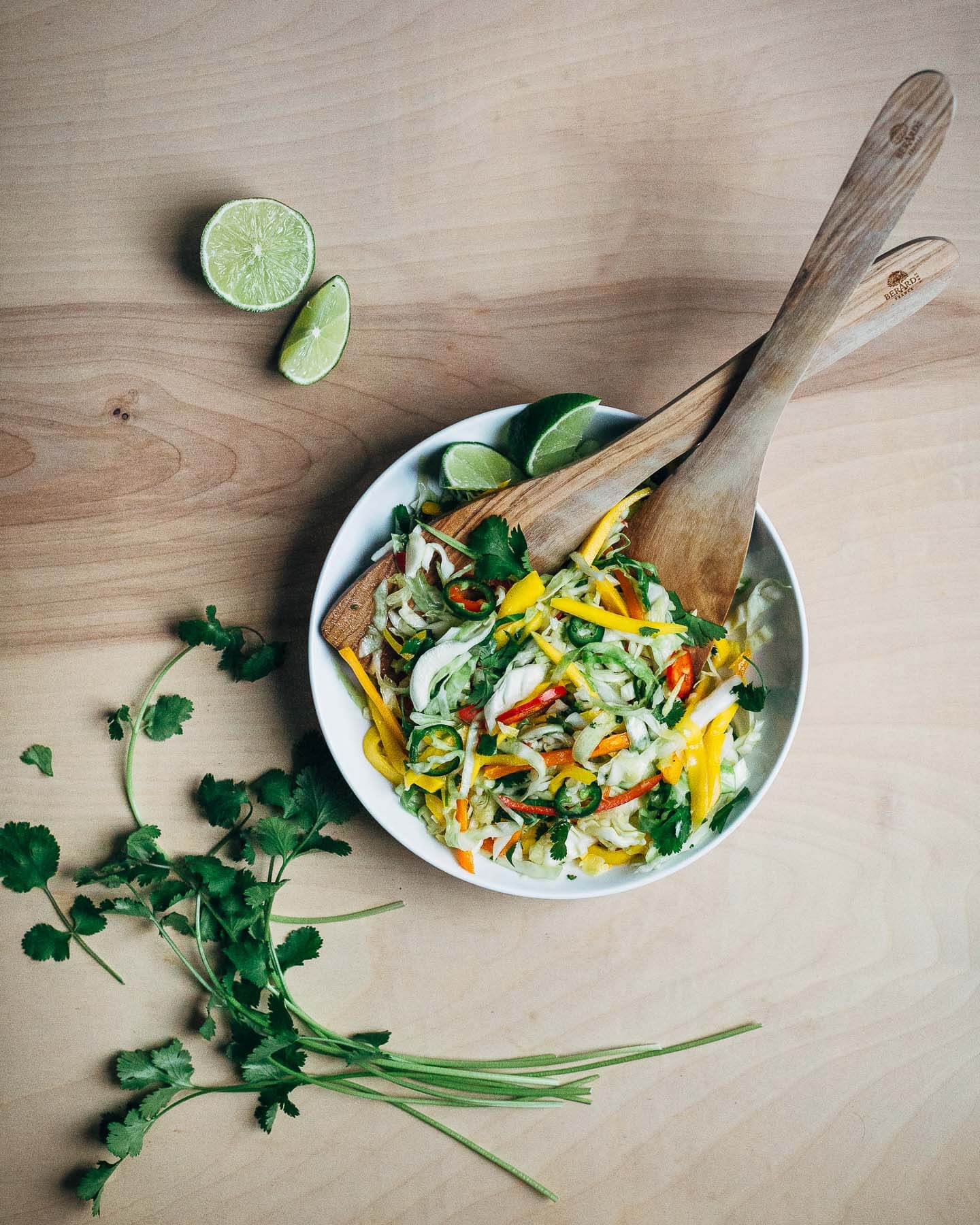 mango slaw with roasted garlic lime dressing // brooklyn supper