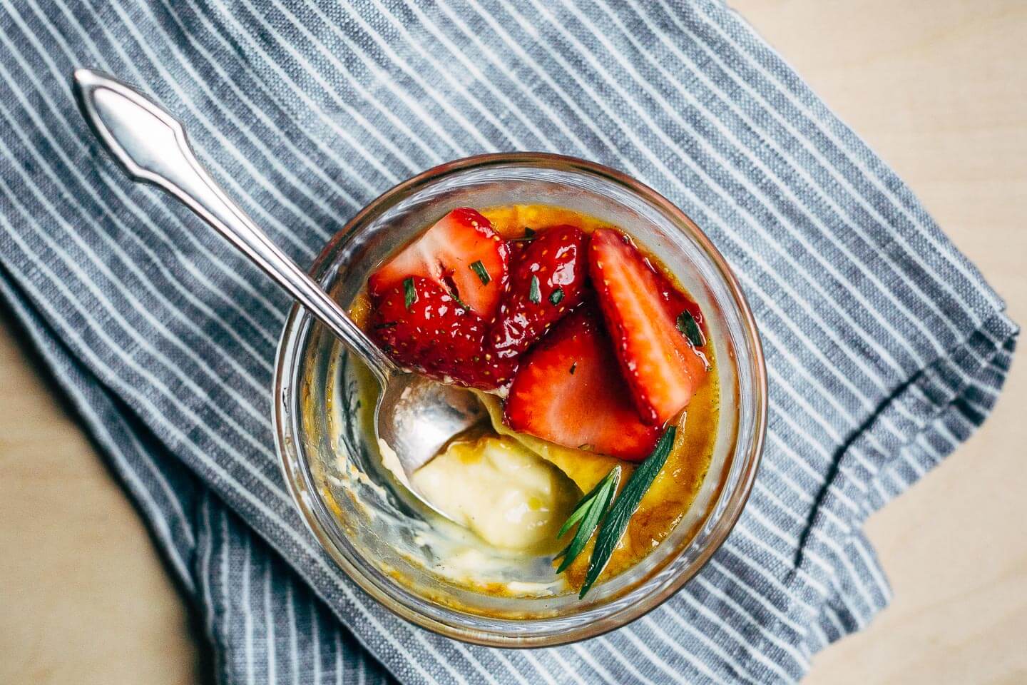 honey vanilla pots de crème with strawberries // brooklyn supper