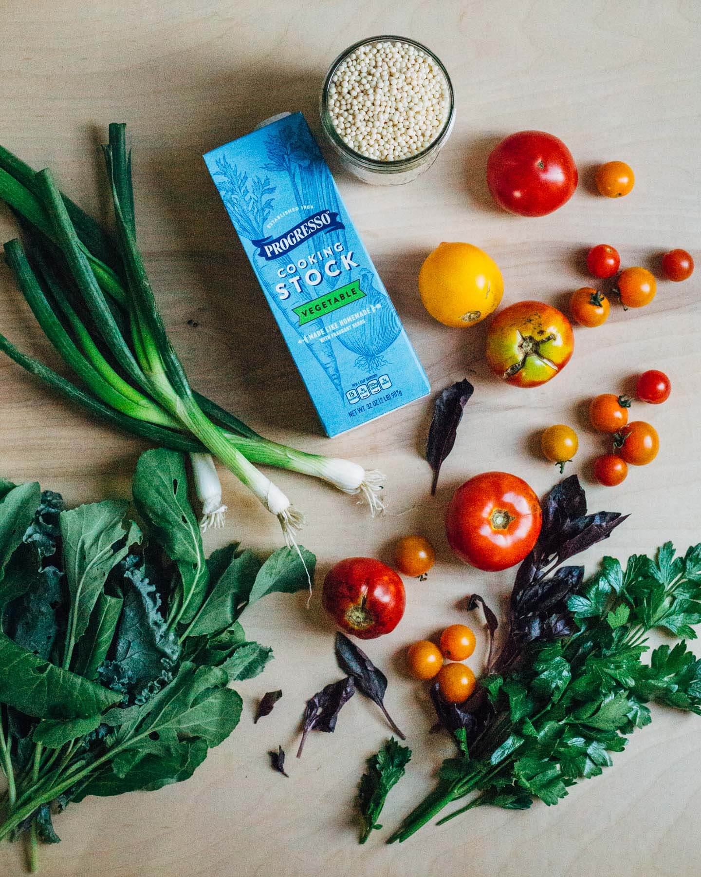 toasted pearl couscous salad with tomatoes and greens // brooklyn supper