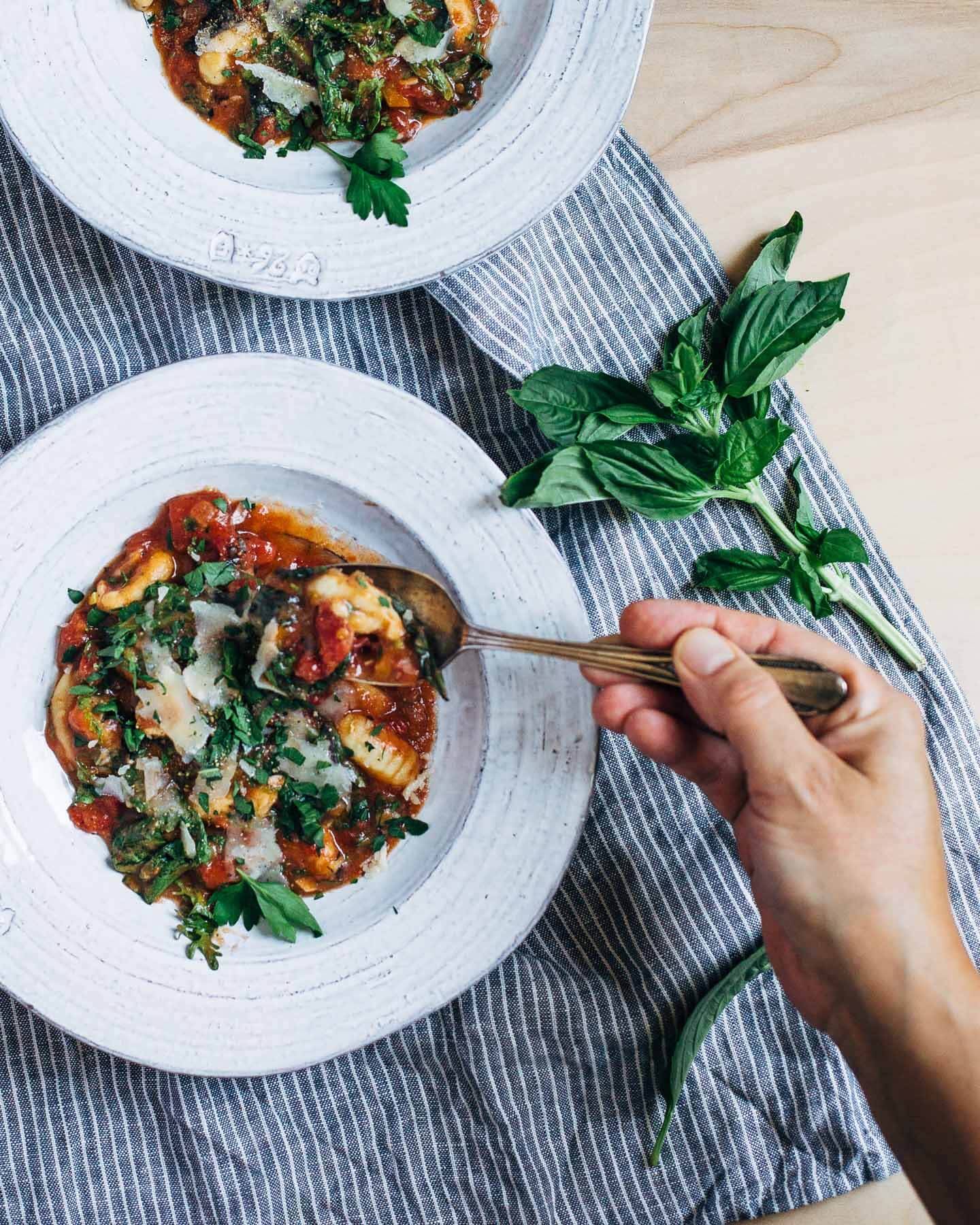 tomato gnocchi stew with greens // brooklyn supper