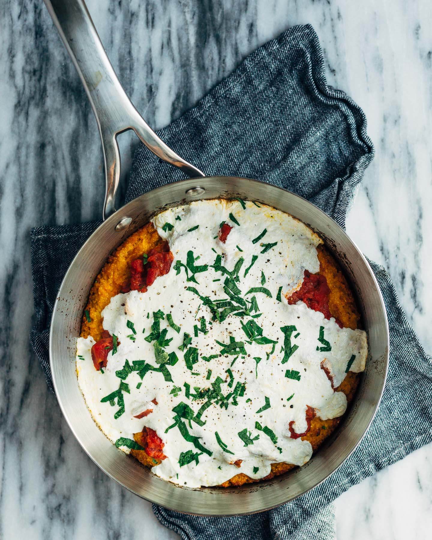 butternut squash polenta with tomatoes and mozzarella // brooklyn supper