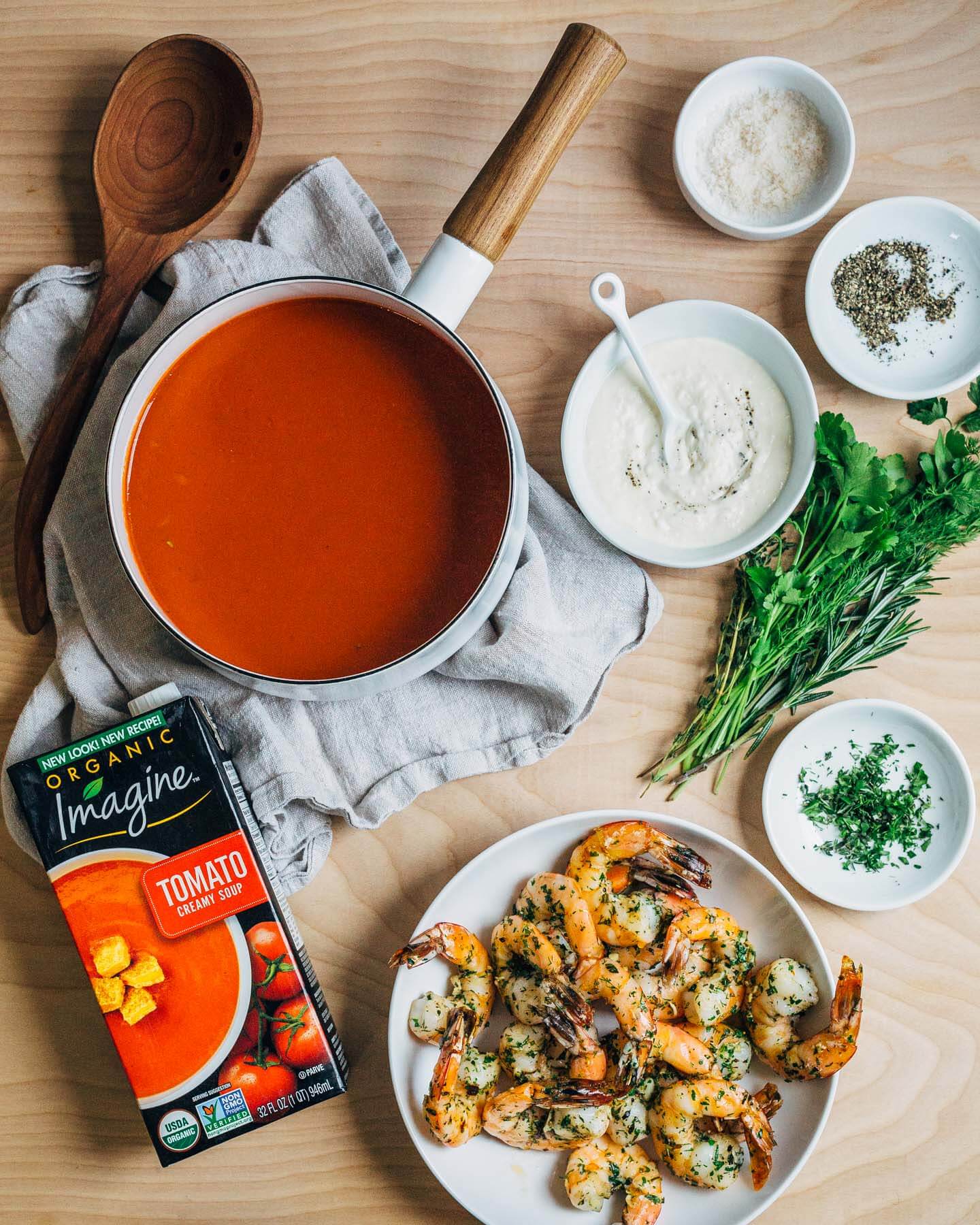 tomato soup with herbed roasted shrimp // brooklyn supper