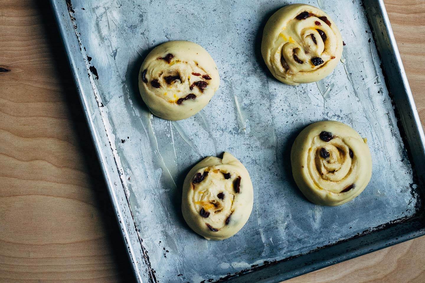 Stretchy, chewy overnight stollen swirl buns suffused with cardamom, cinnamon, and allspice, from Aimée Wimbush-Bourque's cookbook, The Simple Bites Kitchen.