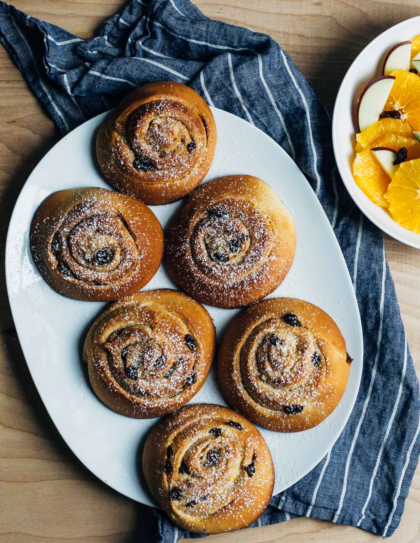 Stretchy, chewy overnight stollen swirl buns suffused with cardamom, cinnamon, and allspice, from Aimée Wimbush-Bourque's cookbook, The Simple Bites Kitchen.