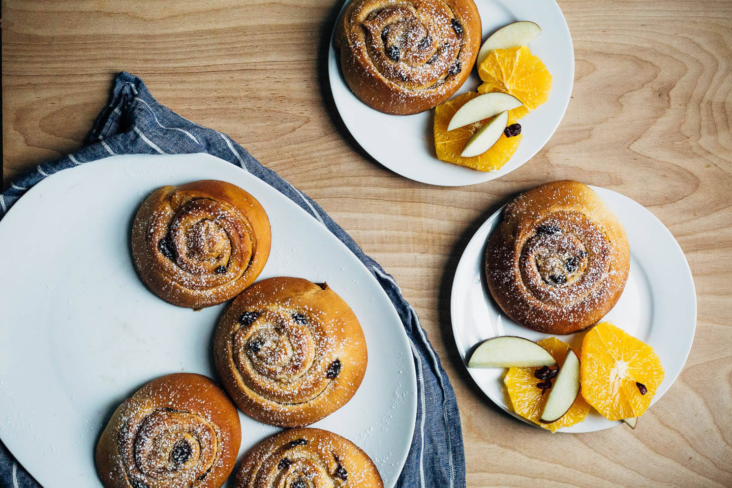 Stretchy, chewy overnight stollen swirl buns suffused with cardamom, cinnamon, and allspice, from Aimée Wimbush-Bourque's cookbook, The Simple Bites Kitchen.