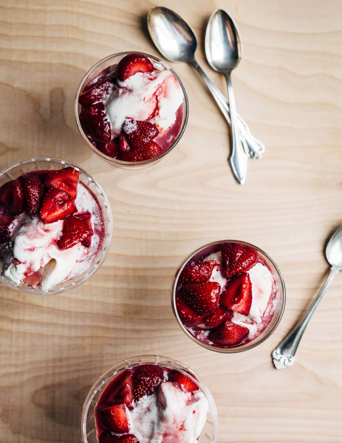 Ripe strawberries in red wine is the kind of effortless summer dessert that we all need more of. With hints of lemon and fresh thyme, the red wine reduction melds beautifully with ripe strawberries and is perfect spooned over vanilla ice cream. 
