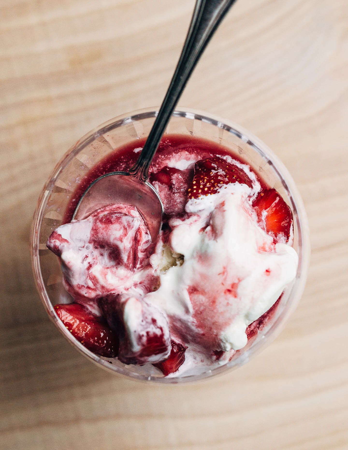 Ripe strawberries in red wine is the kind of effortless summer dessert that we all need more of. With hints of lemon and fresh thyme, the red wine reduction melds beautifully with ripe strawberries and is perfect spooned over vanilla ice cream. 