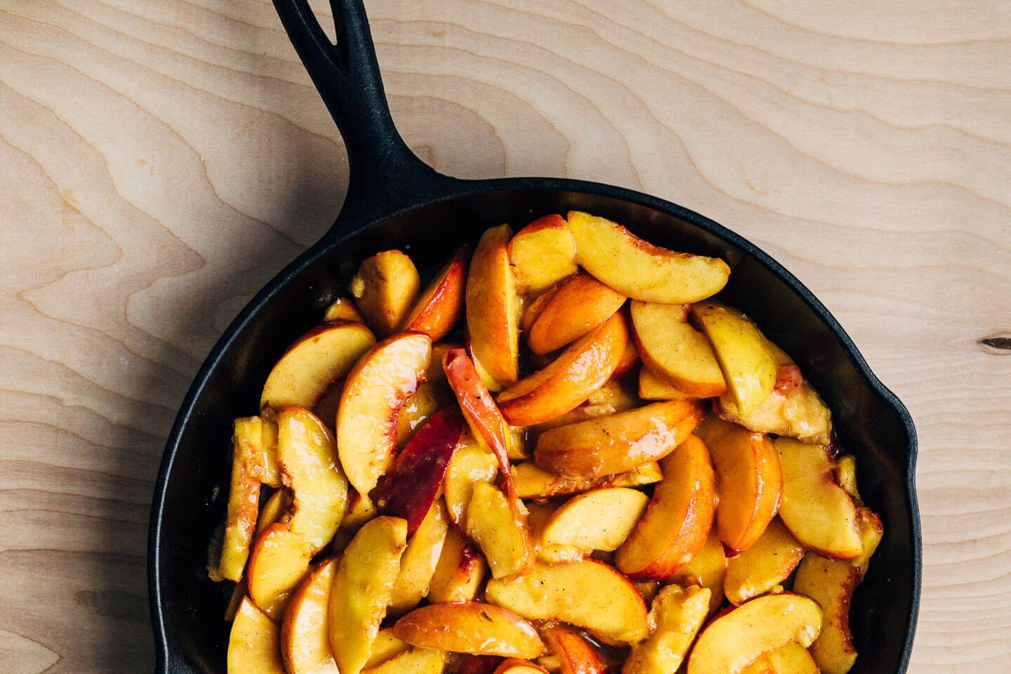 Cast iron skillet vegan peach crumble. 