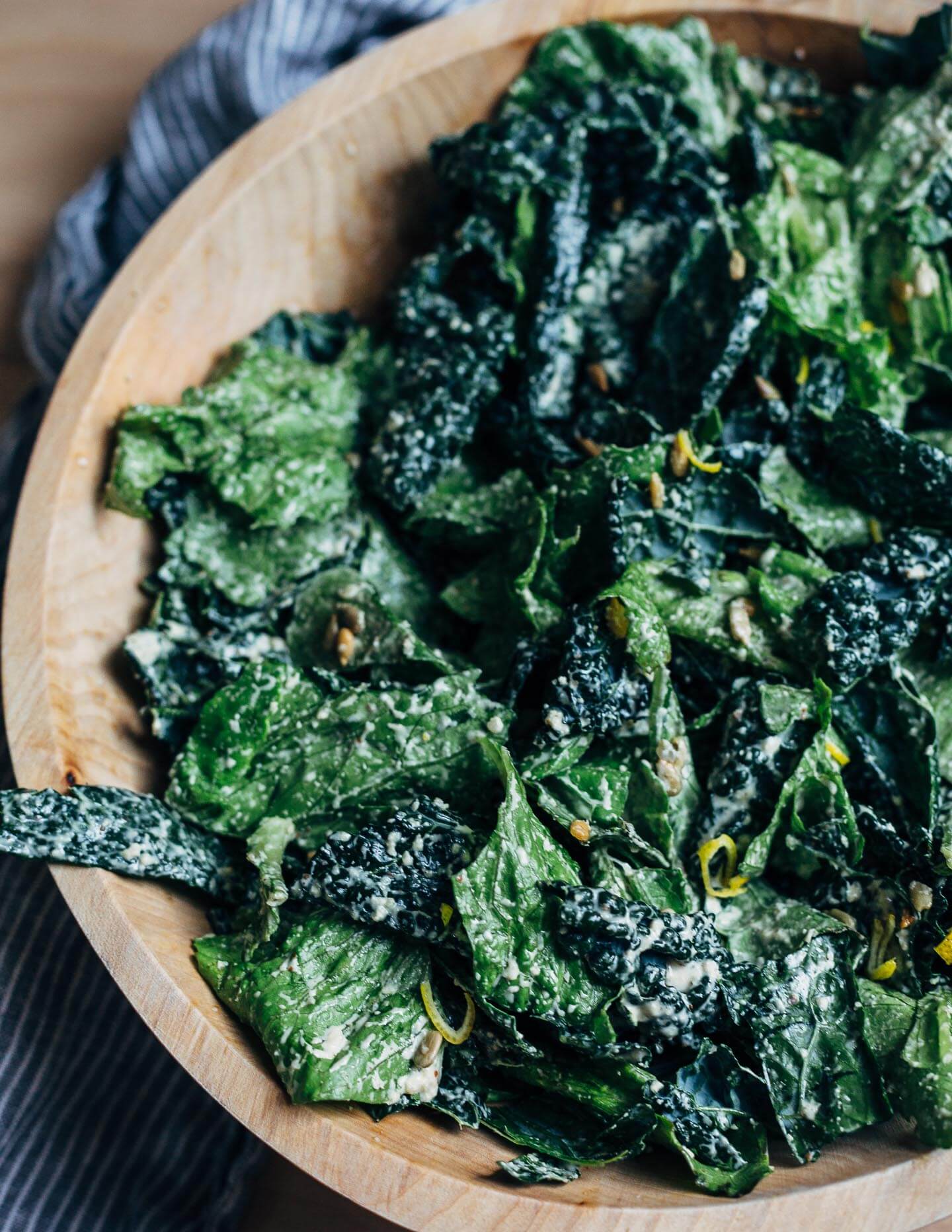 Romaine and kale Caesar salad