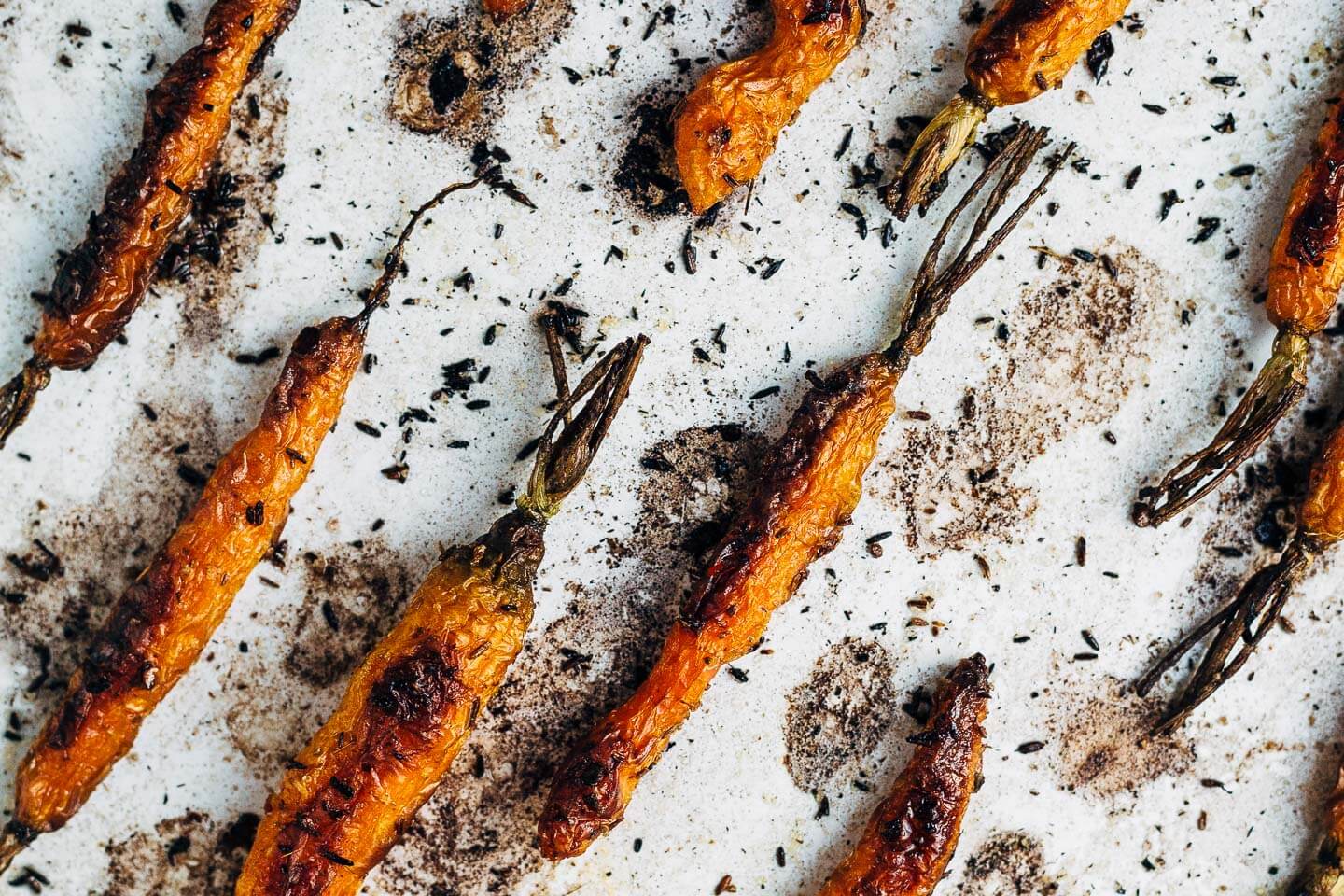 Roasted carrots with cumin and red pepper flakes.
