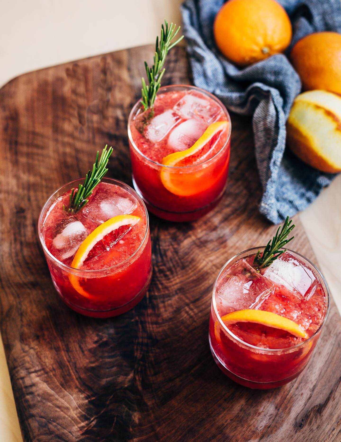 Non-alcoholic blood orange spritzers