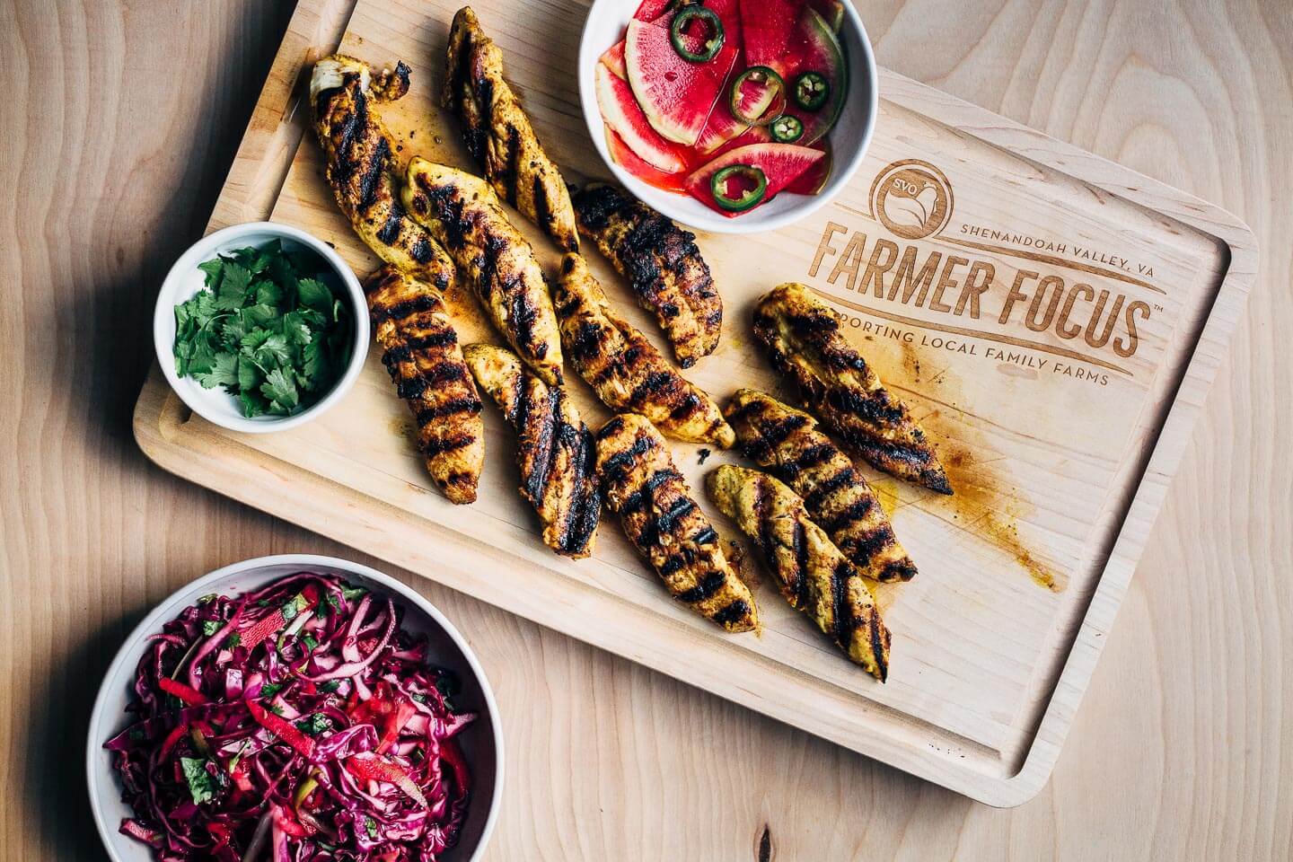 Grilled chicken tenders for simple chicken tacos.