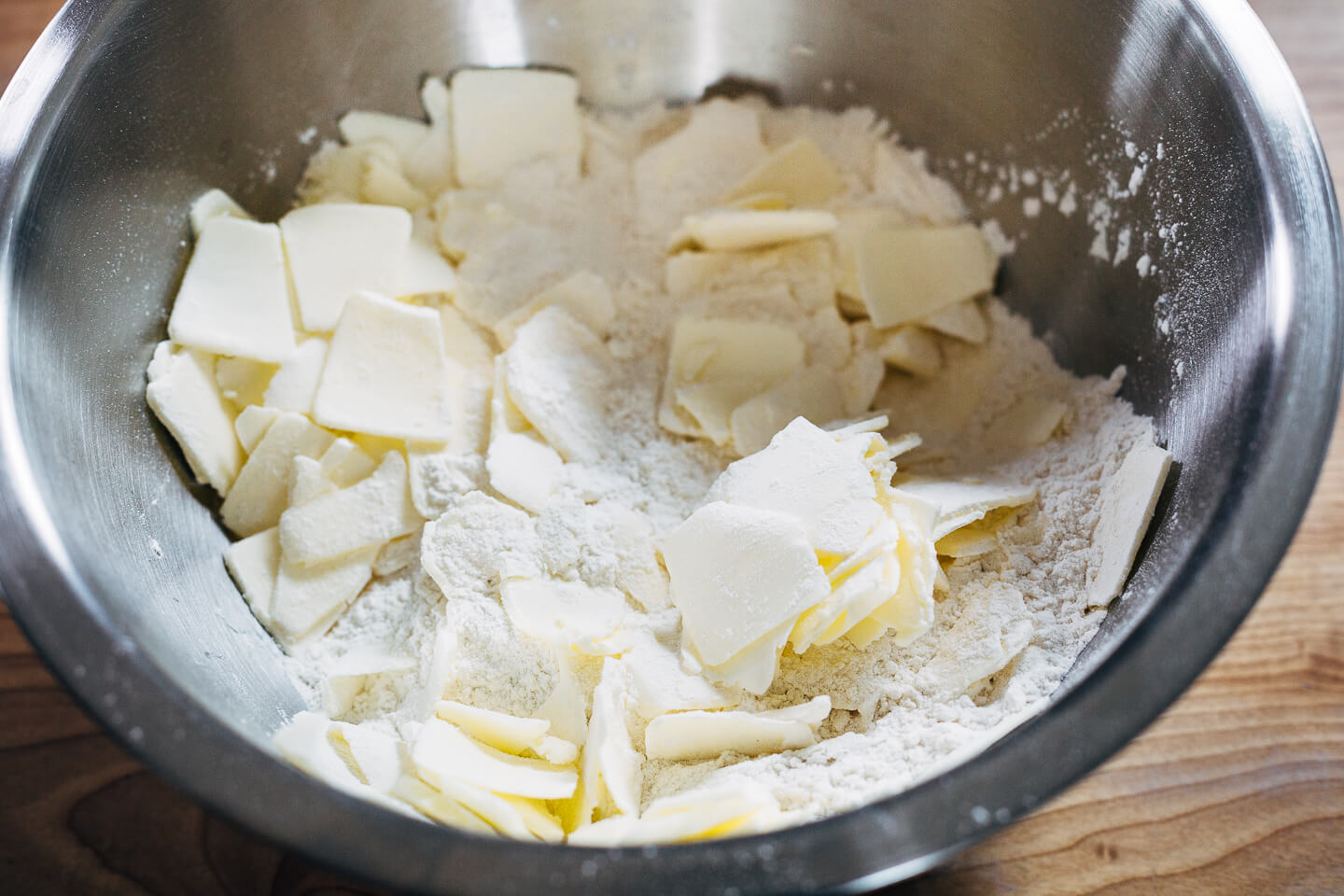 Making dough from scratch.