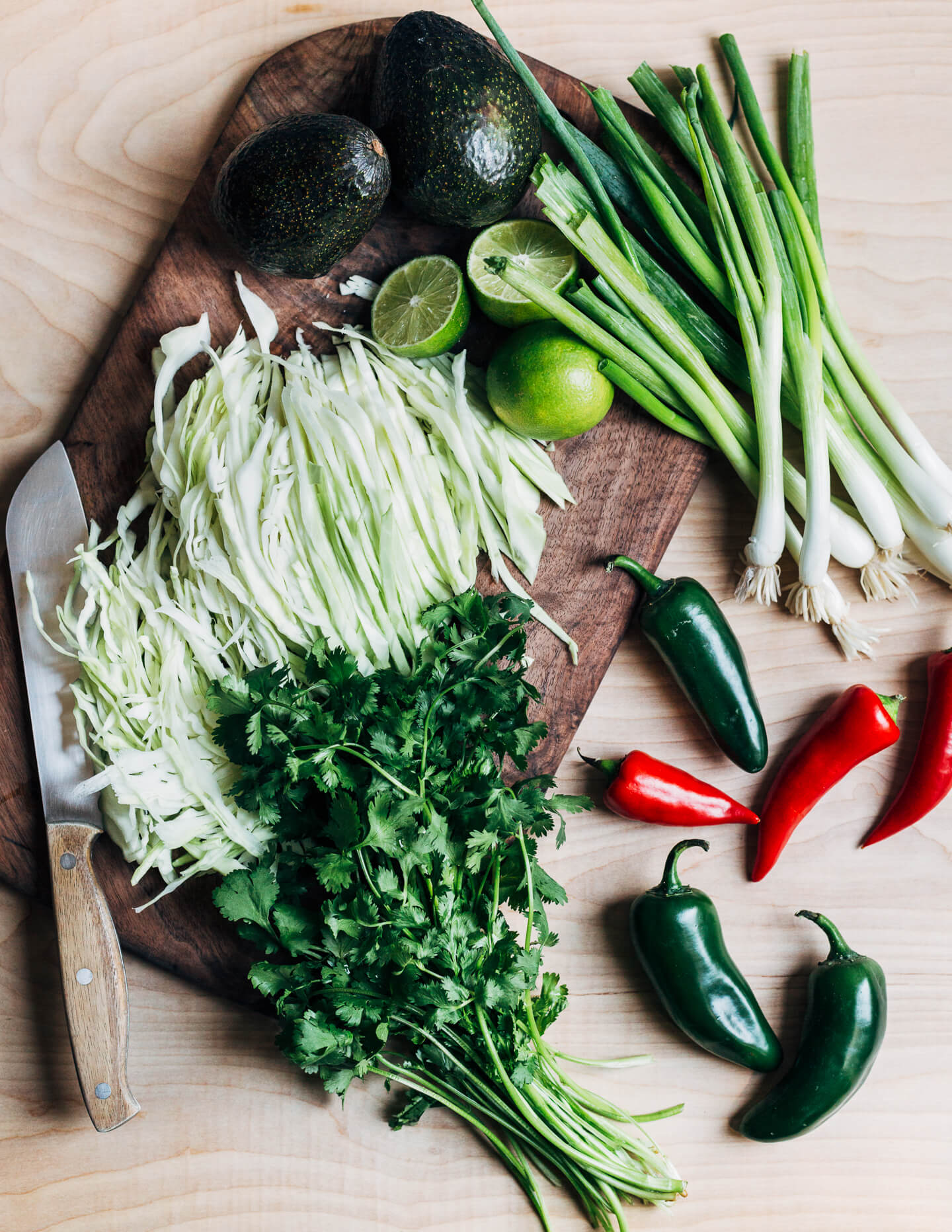 Ingredients for baked fish tacos and a simple avocado blender sauce. 