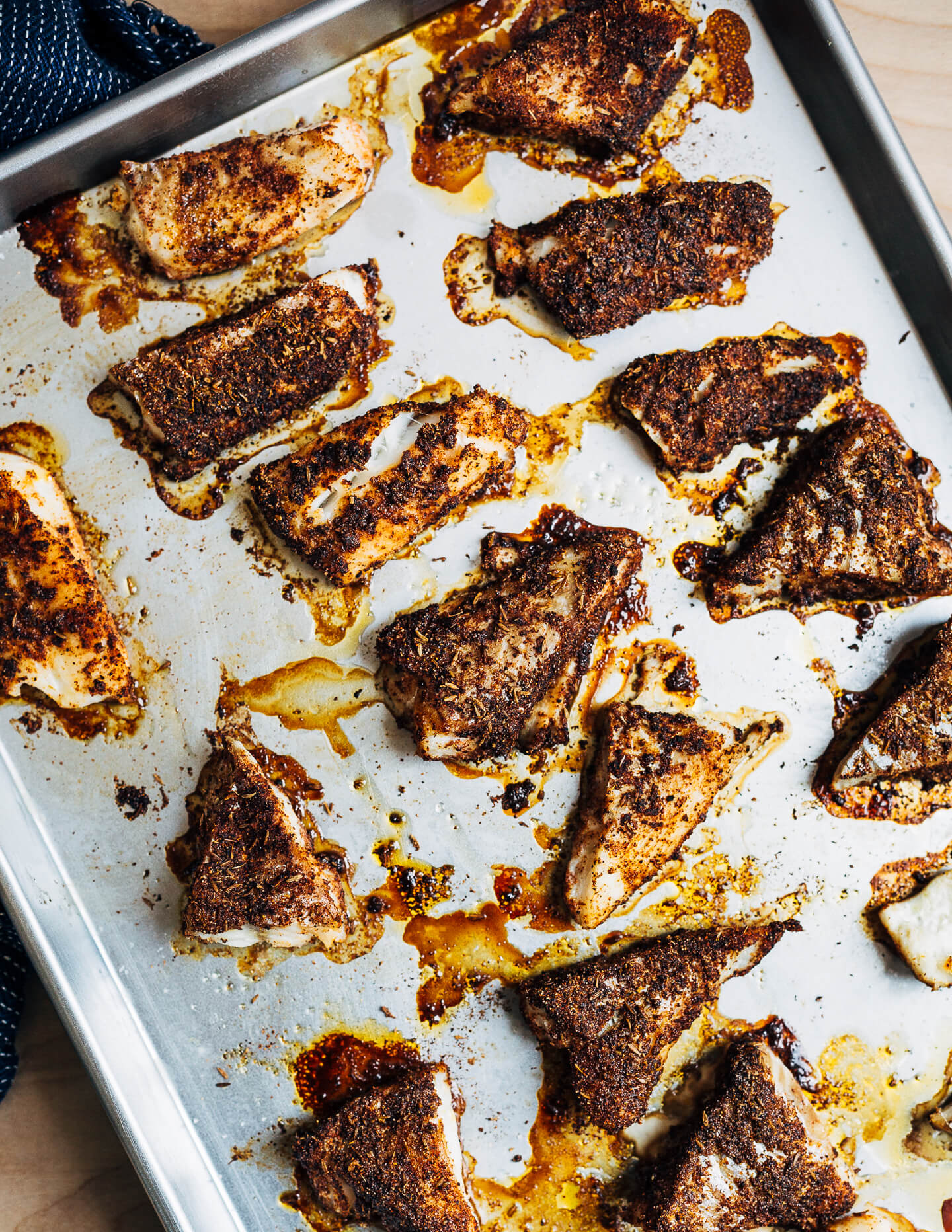 Spice-crusted baked cod. 