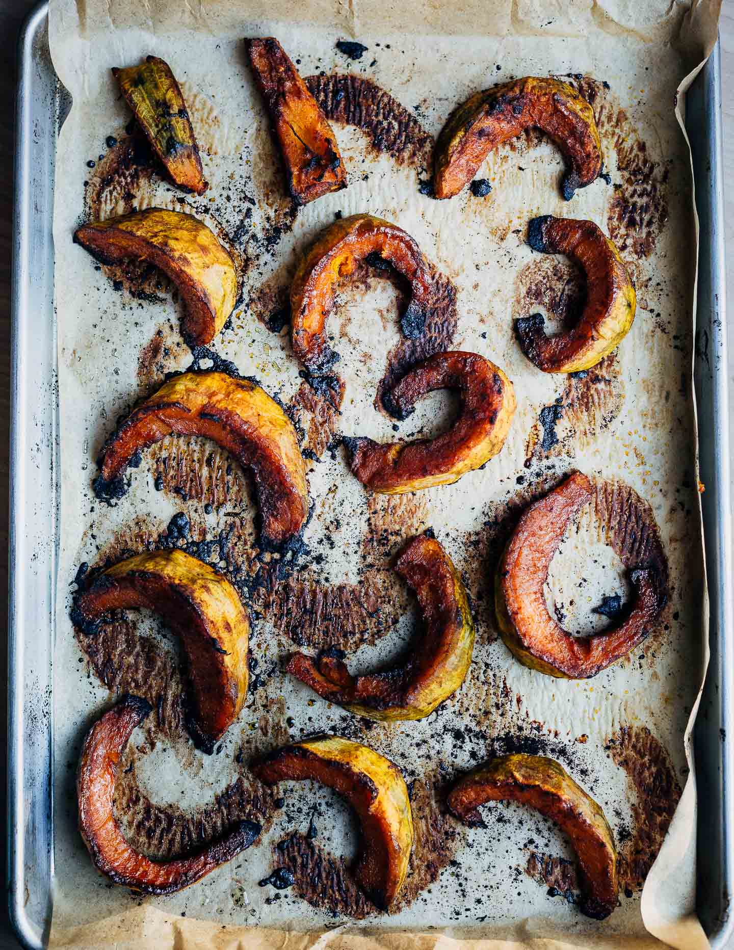 Maple-roasted kabocha squash wedges