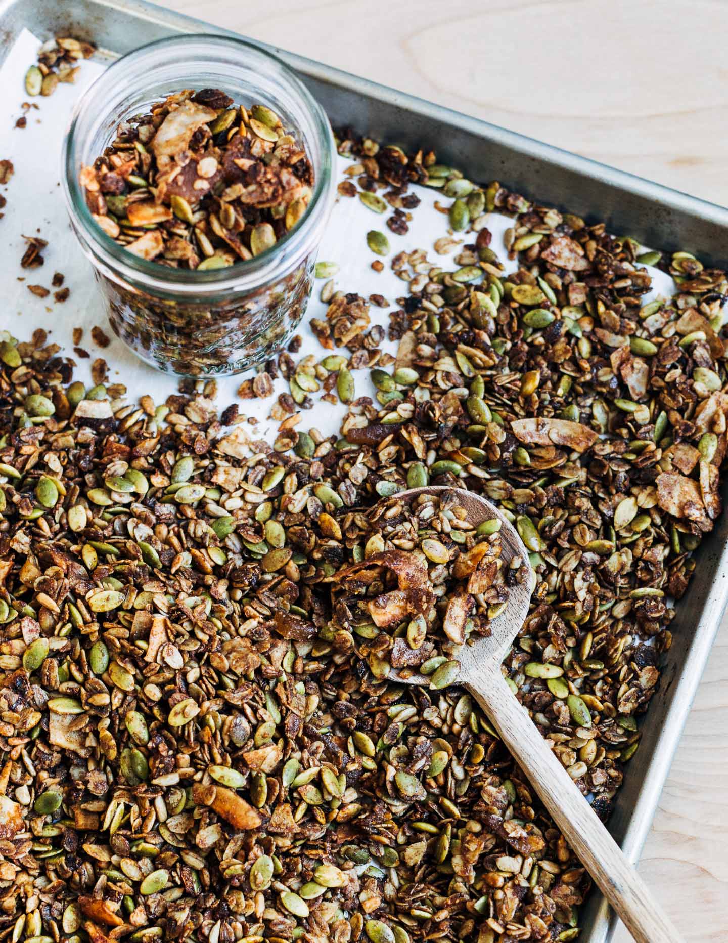 Gingerbread granola, cooled and ready to store. 