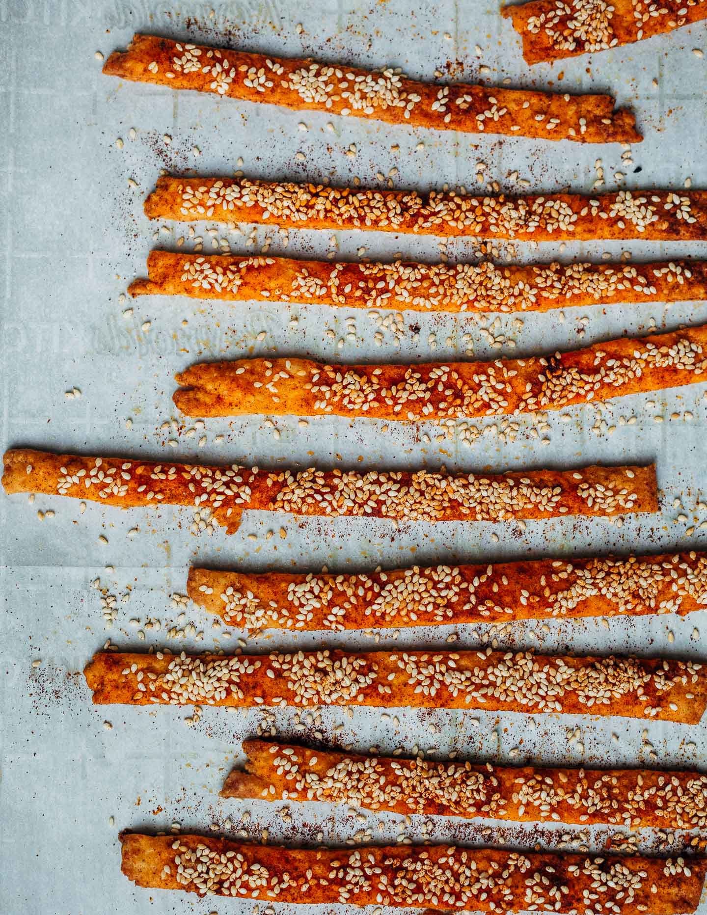 Seeded cheese straws, just baked. 