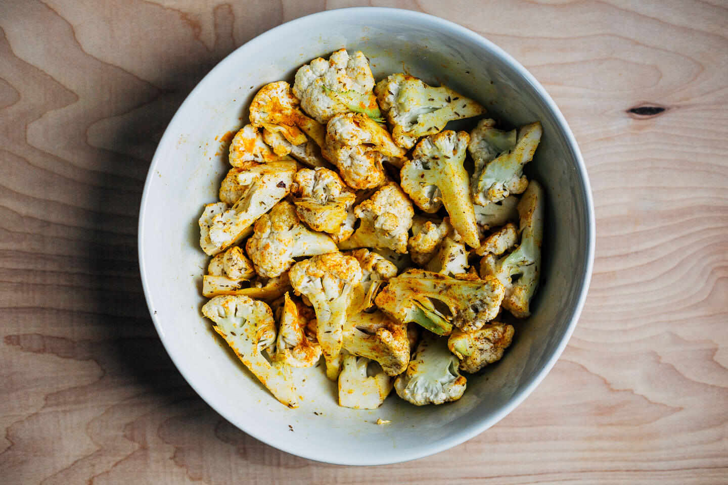 Cauliflower florets with cumin and turmeric