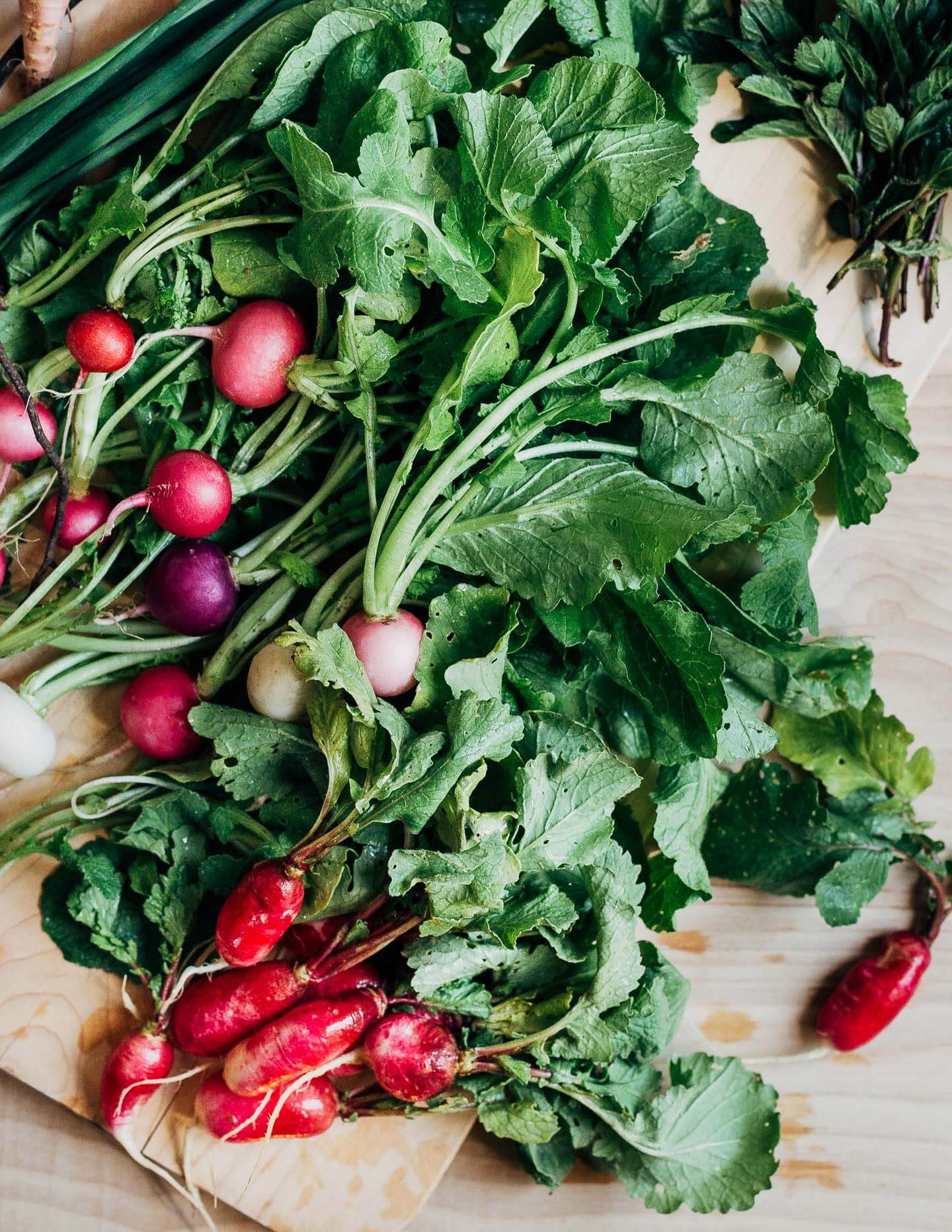 Radishes and herbs from the garden
