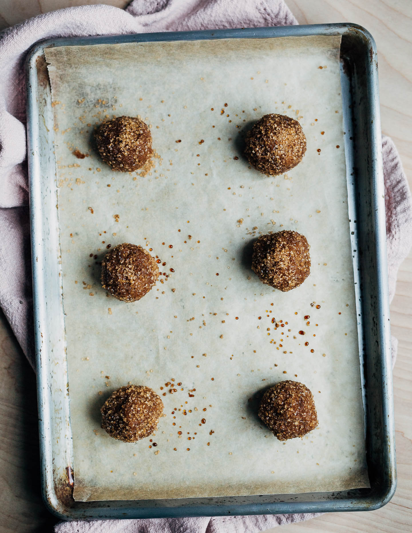 A sheet pan of cookies ready to be baked. 