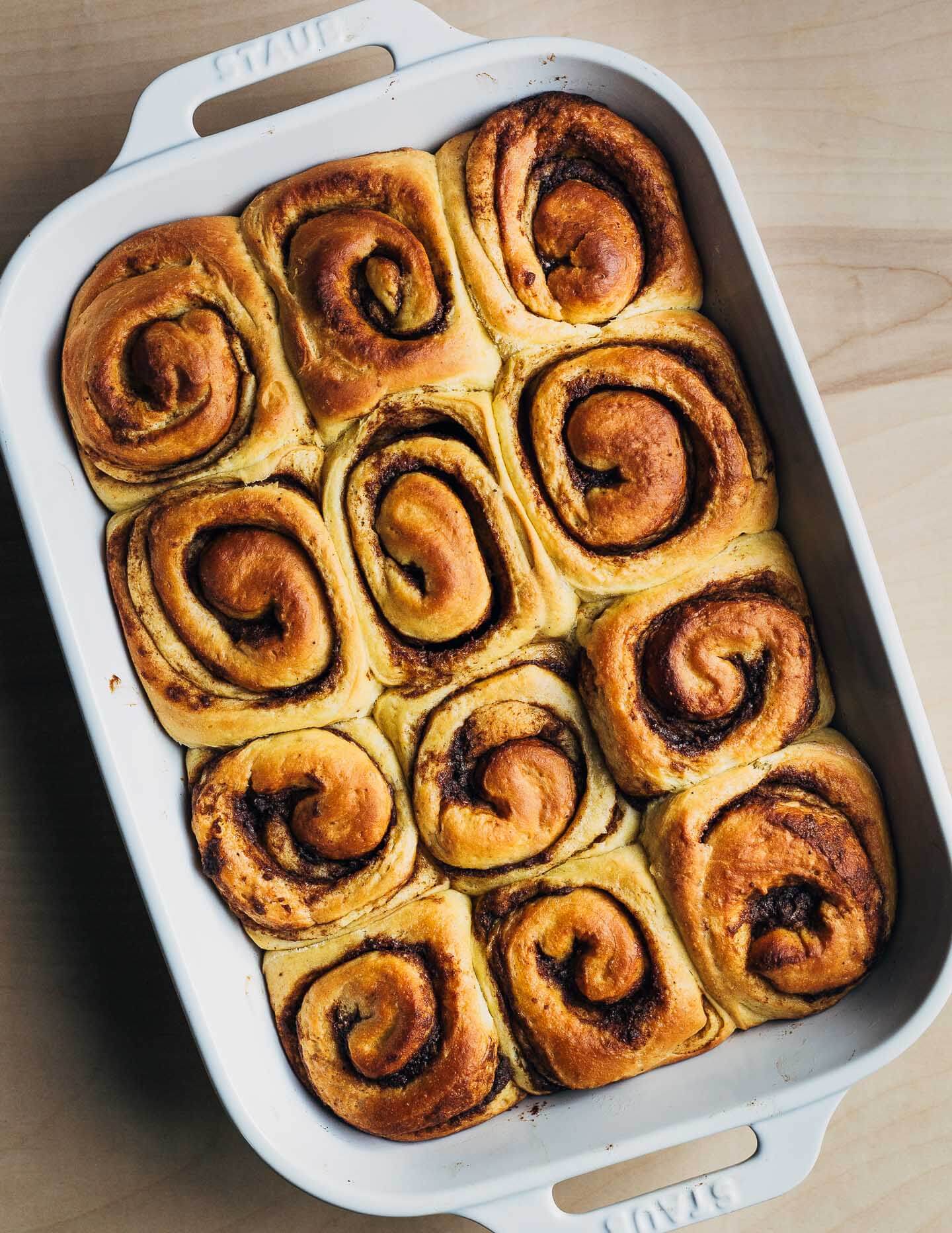 Just-baked pumpkin cinnamon rolls