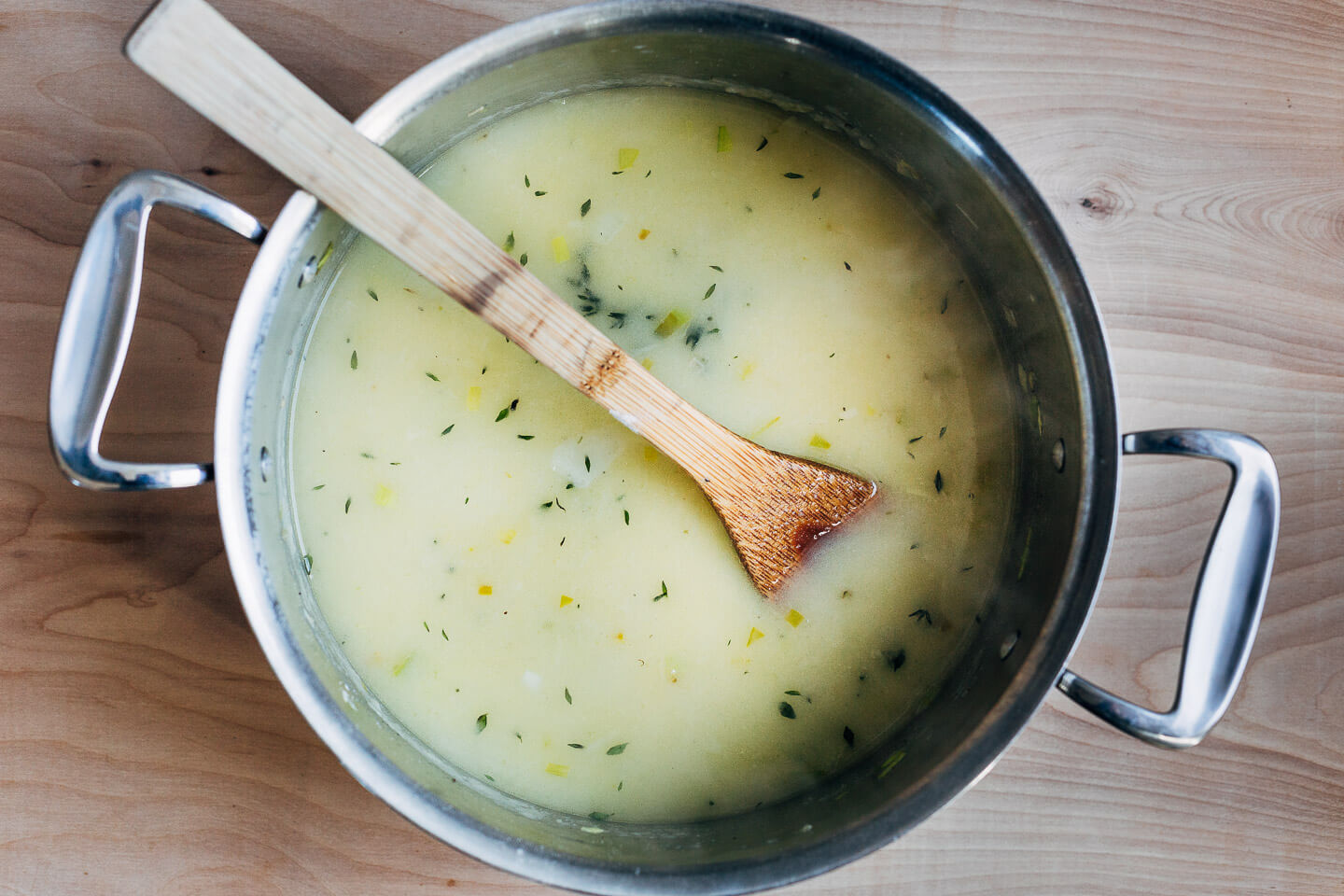 Making a roux pot pie filling